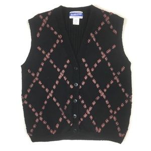 Pendleton wool sweater vest holiday ribbon black